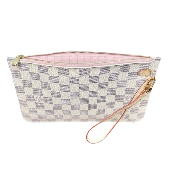 Louis Vuitton Damier Azur Neverfull MM Pouch, Rose Ballerine Pink Interior, COA - Picture 2 of 15